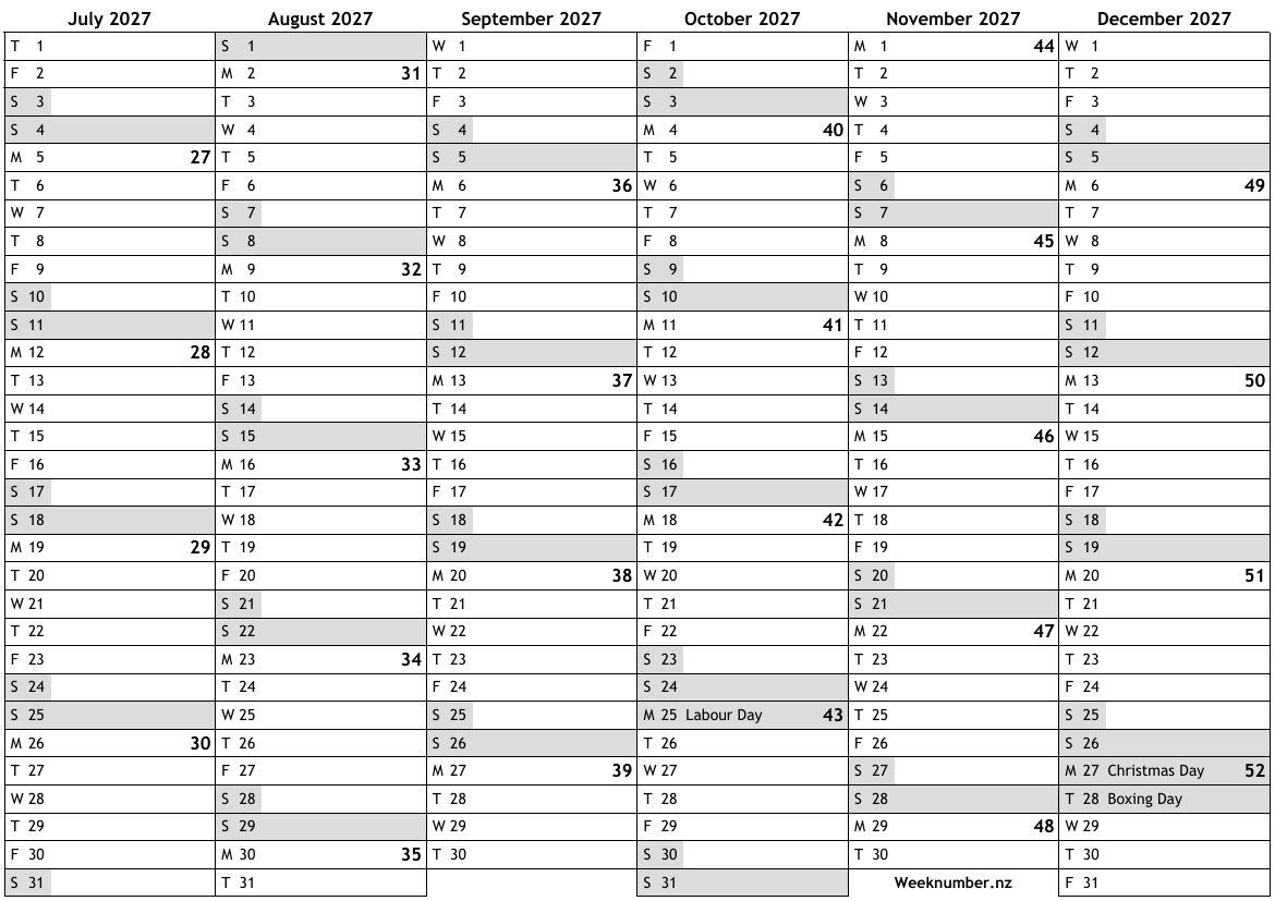 2027 Calendar 2nd Half 2027-calendar-2nd-half